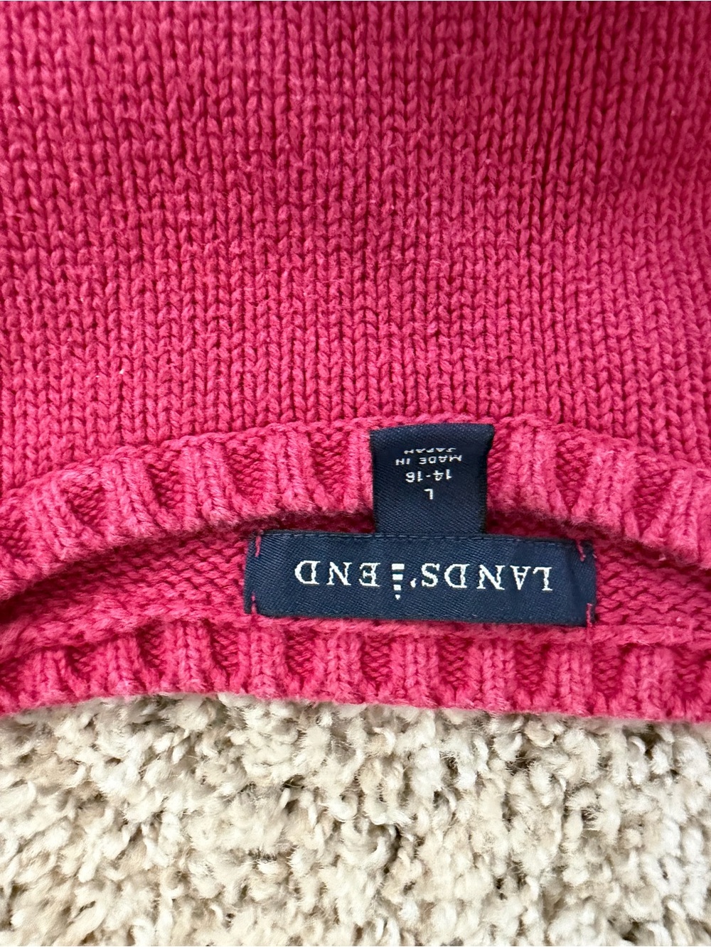 Lands' End Women's Hot Pink Crewneck Sweater
